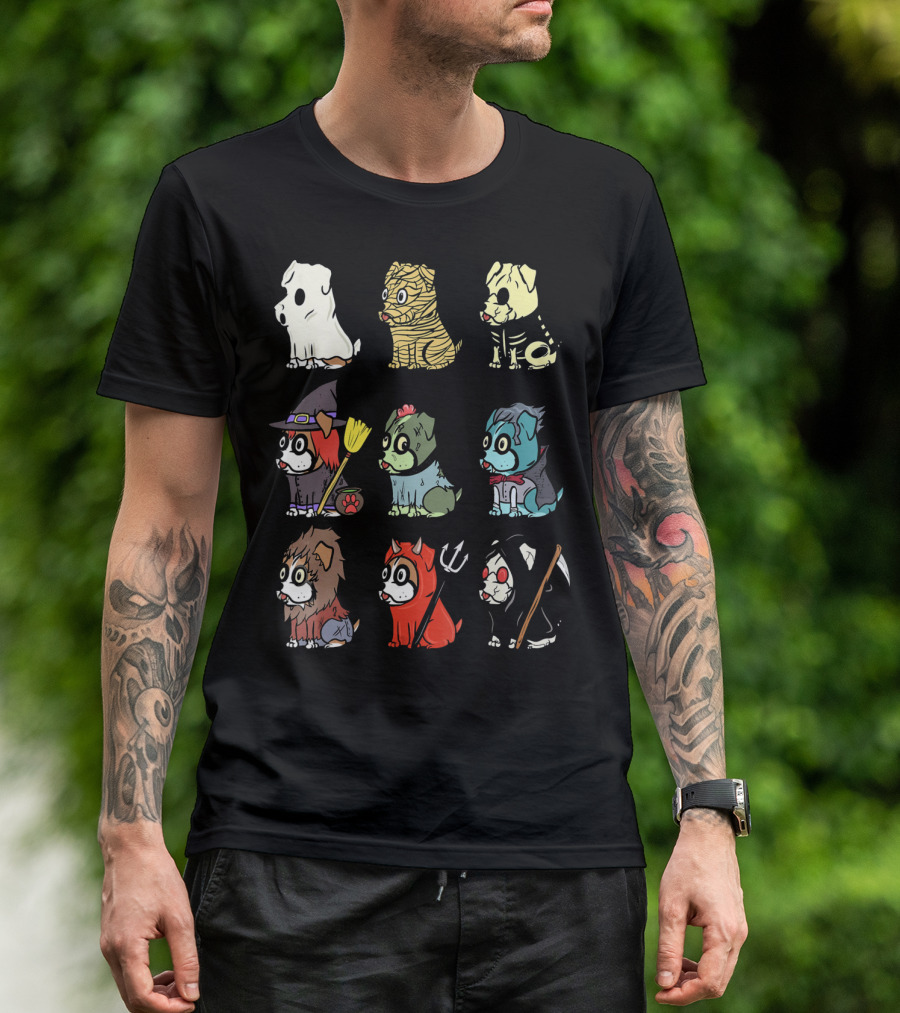 Boxer Dog Scary Ghost Mummy Skeleton Witch Zombie Monster Werewolf Devil Grim Reaper T-Shirt