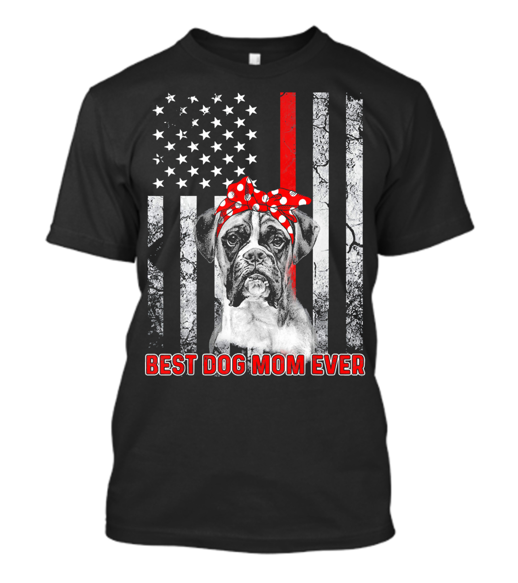 Best Dog MOM Ever Boxer American Flag USA T-Shirt
