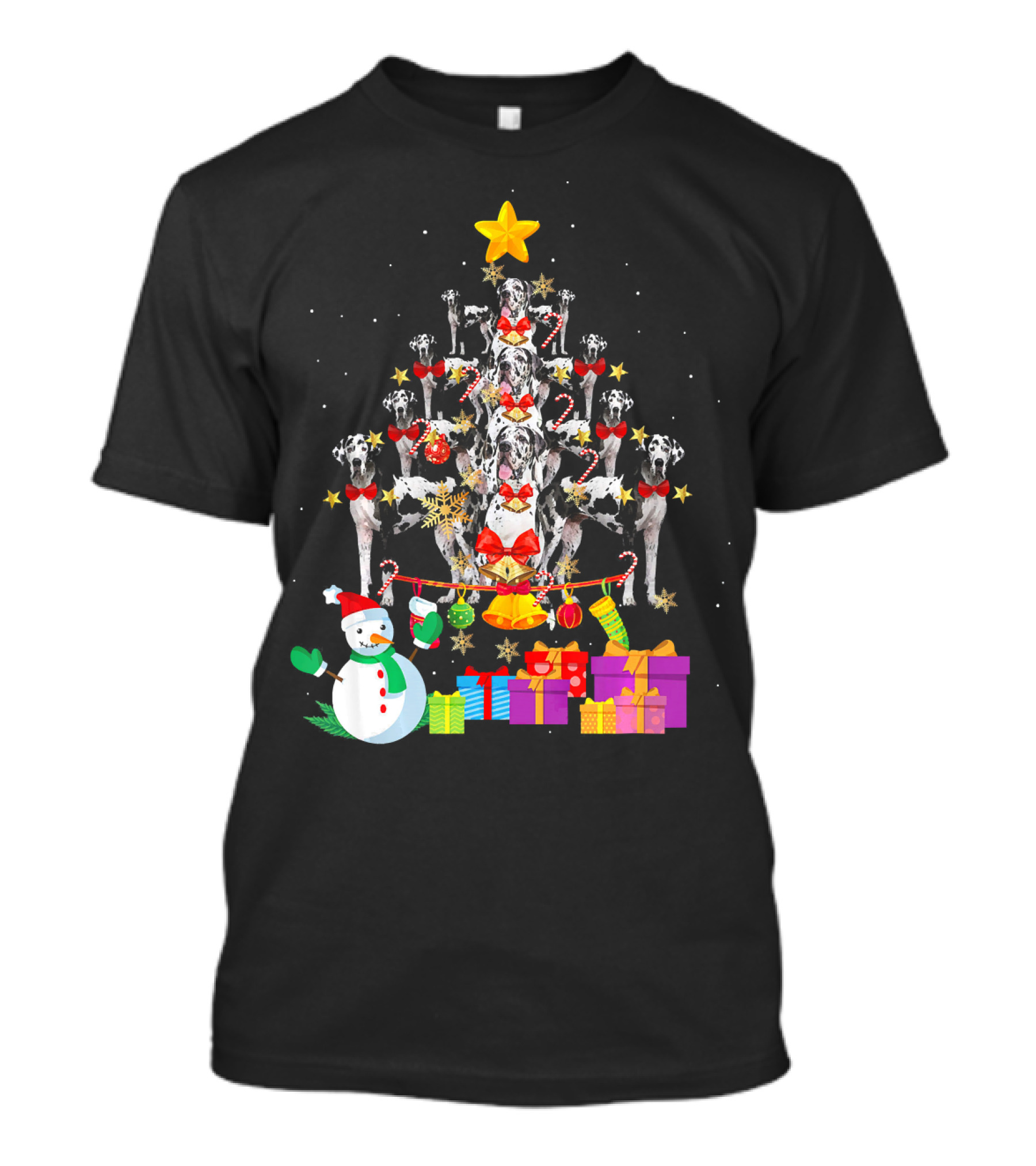 Great Dane Christmas Tree Snowman Gifts T-Shirt