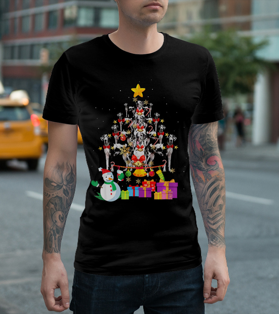 Great Dane Christmas Tree Snowman Gifts T-Shirt