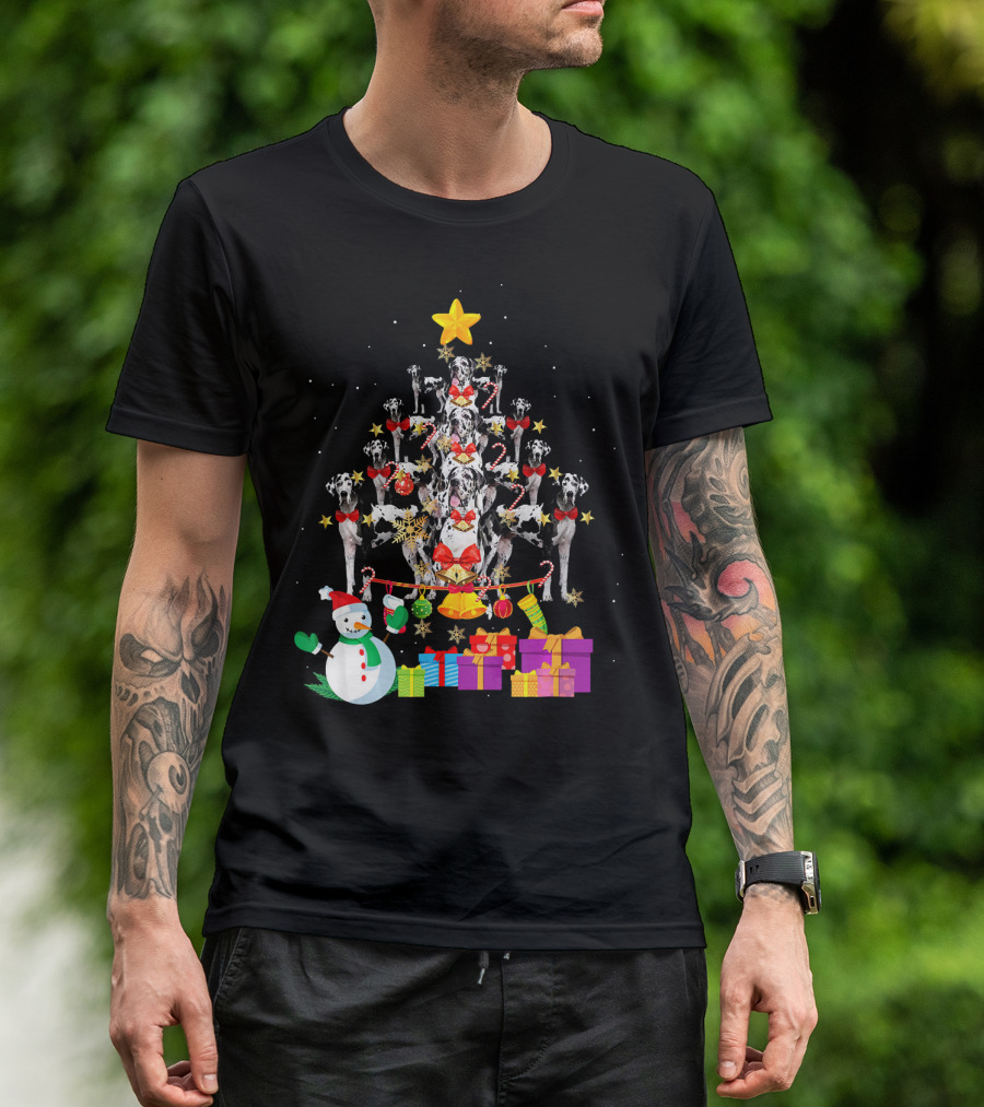 Great Dane Christmas Tree Snowman Gifts T-Shirt