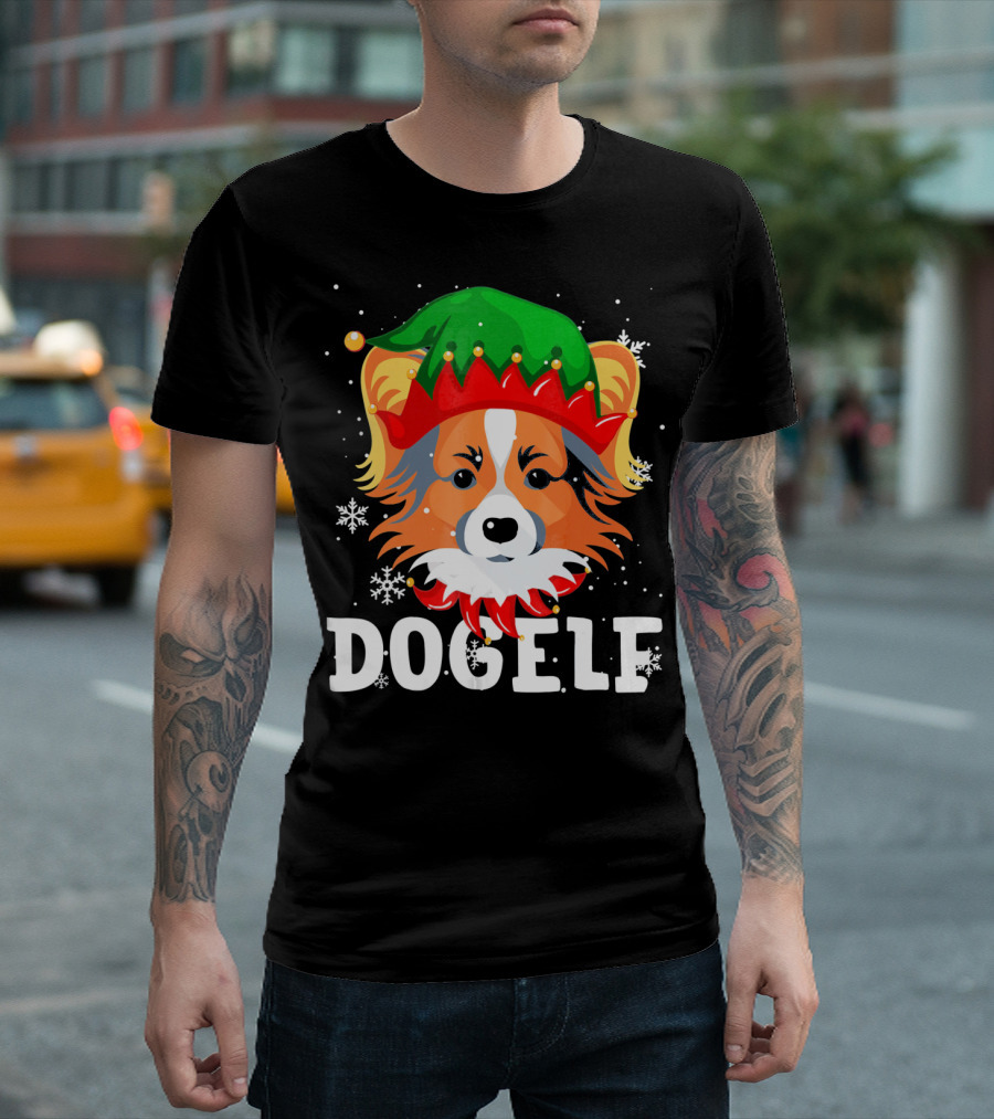 Dogelf Papillon Christmas Snowflakes T-Shirt