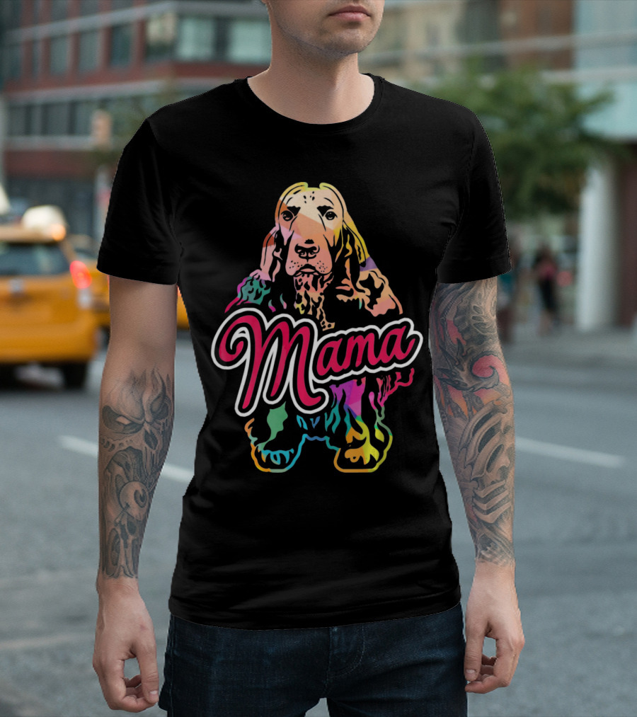 Mama English Cocker Spaniel Rainbow Illusion T-Shirt