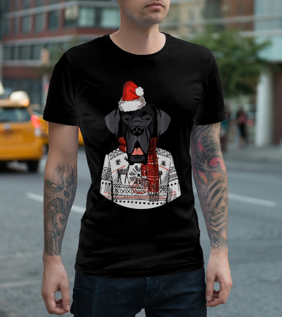 Great Dane Dog Santa Funny Christmas T-Shirt