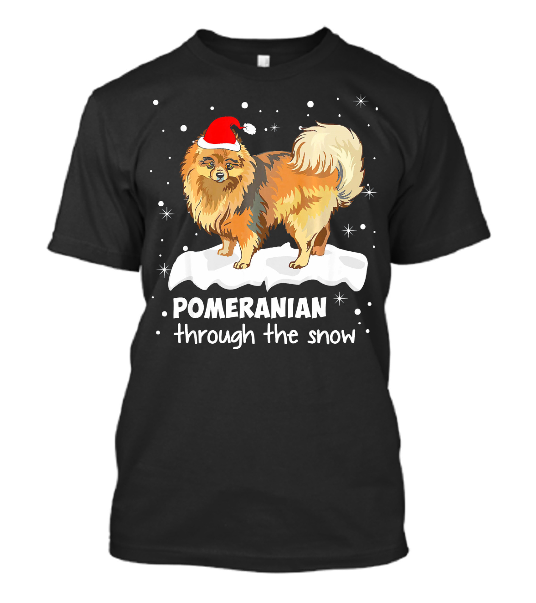 Pomeranian Through The Snow Funny Xmas Idea T-Shirt