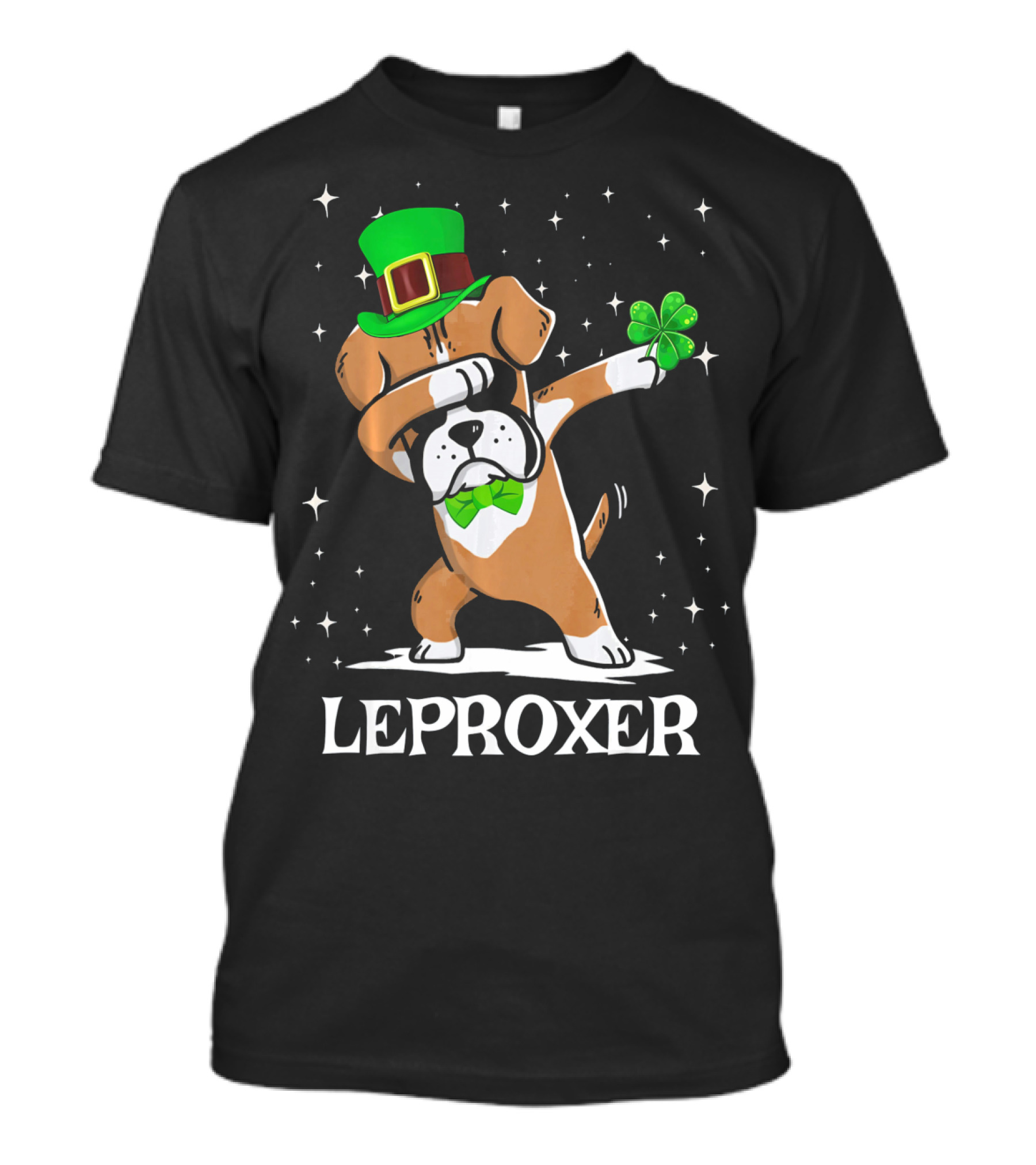 LEPROXER Dabbing Irish Boxer Holding Shamrock St Patricks T-Shirt