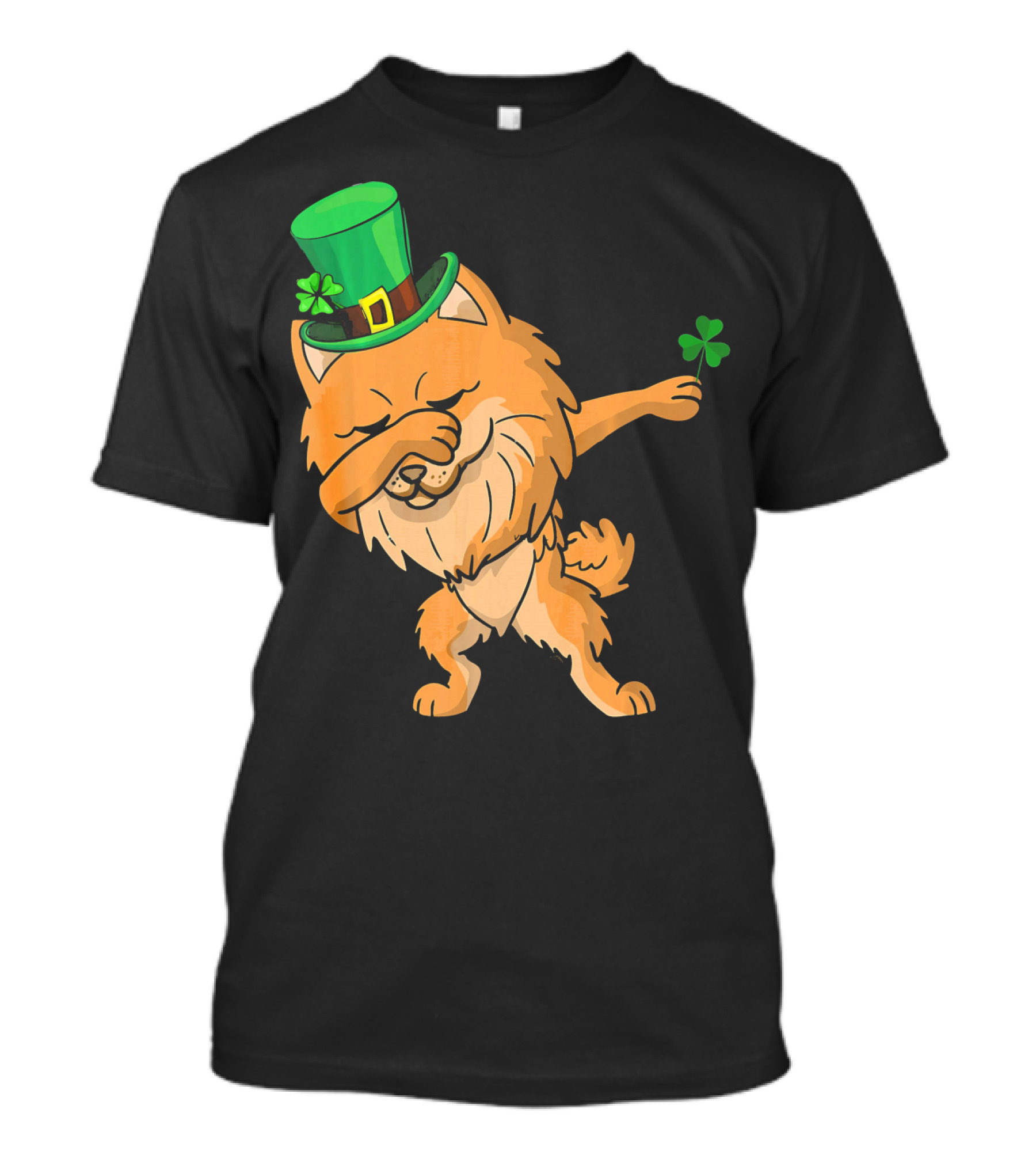 Dabbing Pomeranian Leprechaun With Shamrock T-Shirt