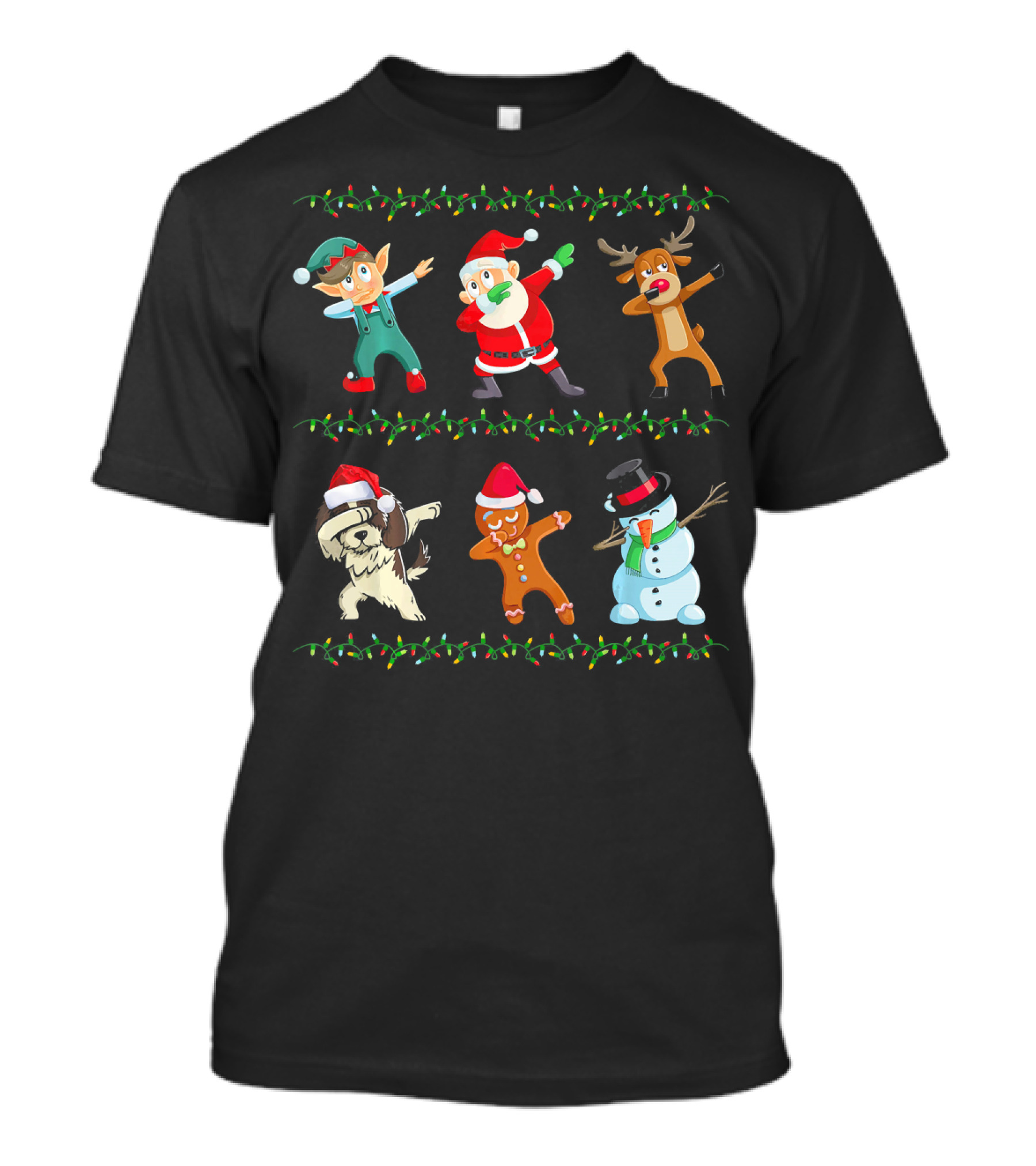 Dabbing Santa Shih Tzu Elf Reindeer Gingerbread Snowman Christmas Dance T-Shirt