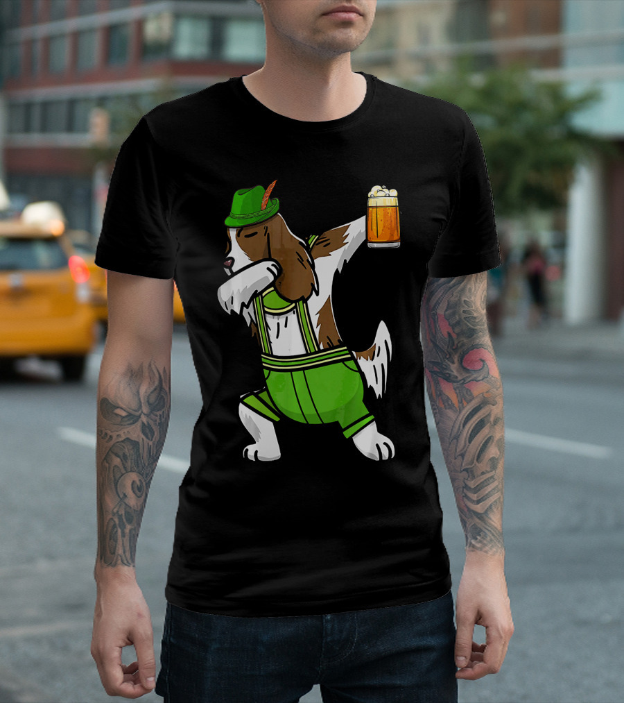 Dabbing Cocker Spaniel Beer Mug Oktoberfest Lederhosen T-Shirt