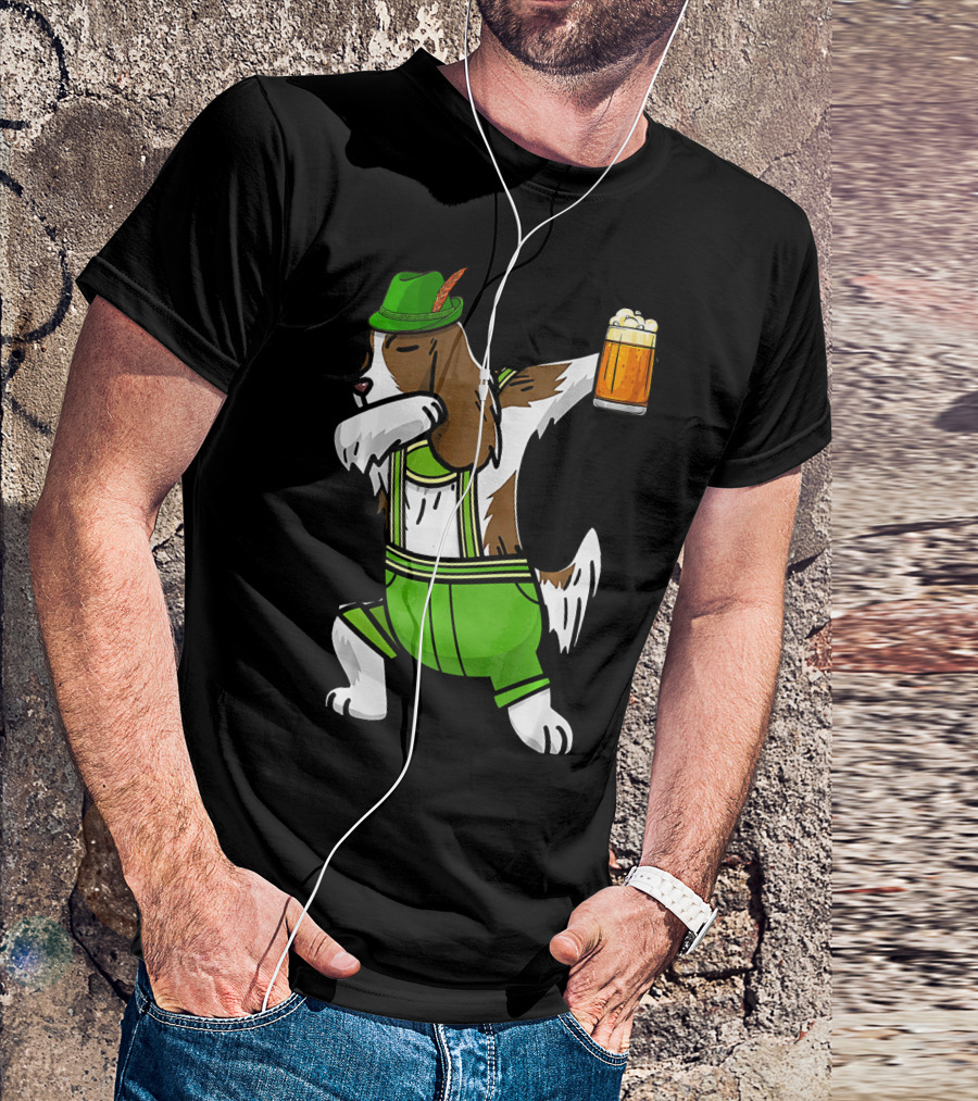Dabbing Cocker Spaniel Beer Mug Oktoberfest Lederhosen T-Shirt