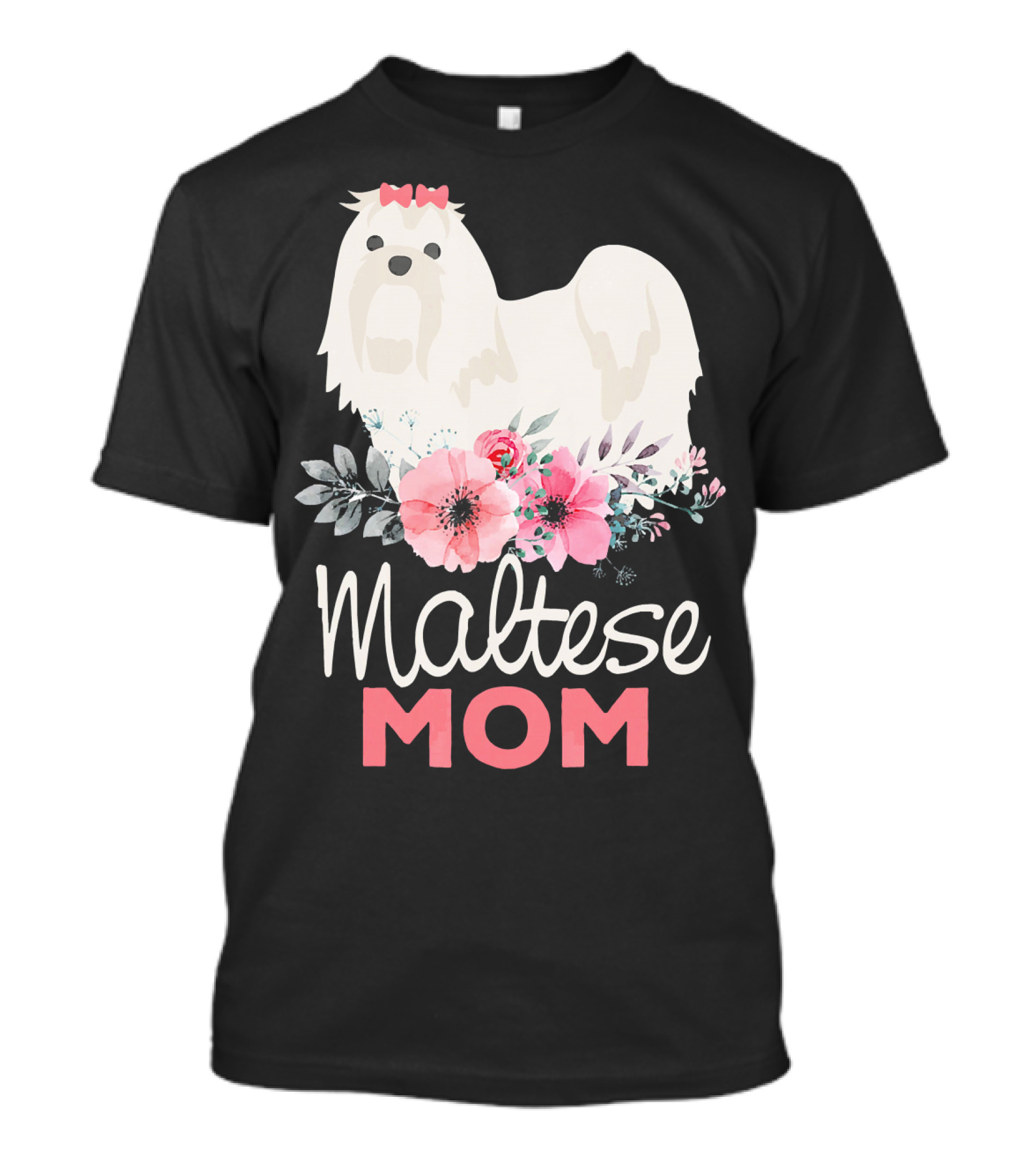 Maltese Mom Fur Mama Dog Lovers Floral T-Shirt