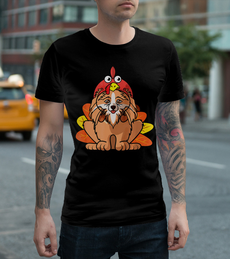 Funny Pomeranian Thanksgiving Dog Mom Turkey Leaves T-Shirt