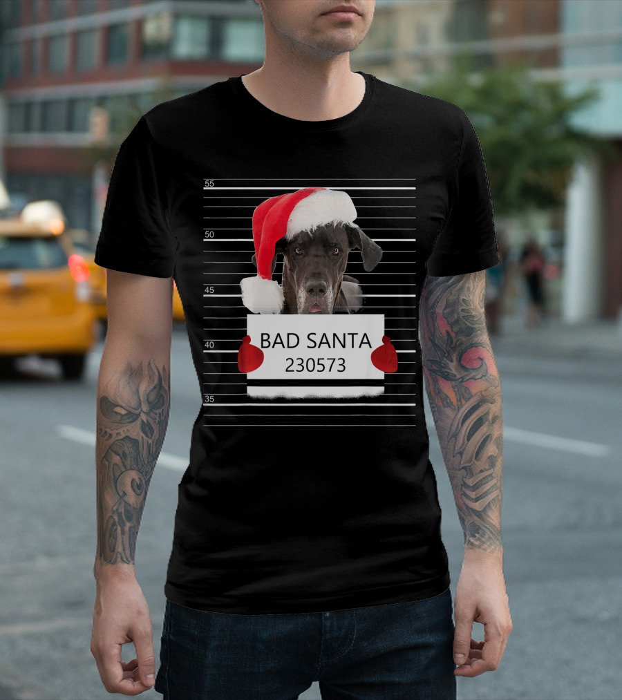 Great Dane Bad Santa 230573 Christmas Cos T-Shirt