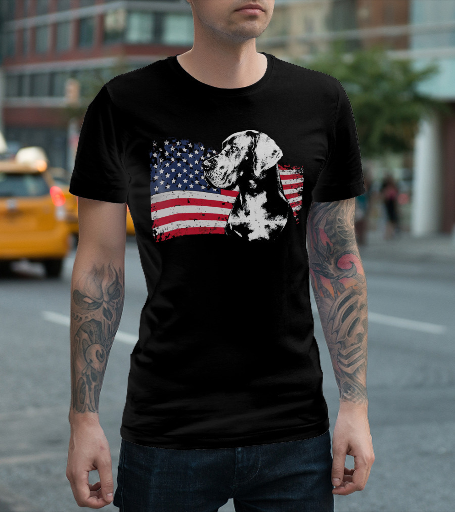 Great Dane American Flag Patriotic T-Shirt