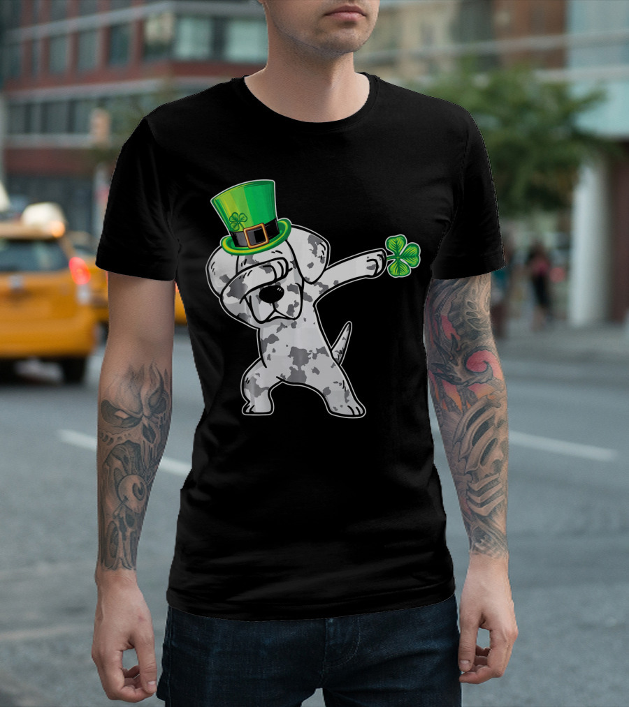 Funny Great Dane Dabbing Dance With Leprechaun Hat And Shamrock T-Shirt
