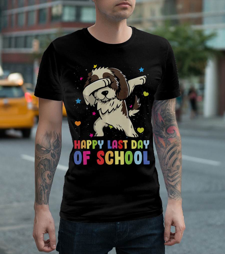 Happy Last Day Of School Dabbing Shih Tzu Dog T-Shirt