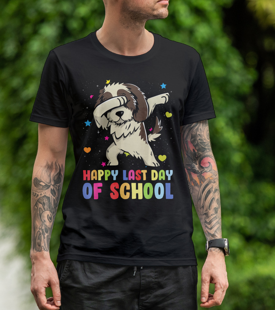 Happy Last Day Of School Dabbing Shih Tzu Dog T-Shirt