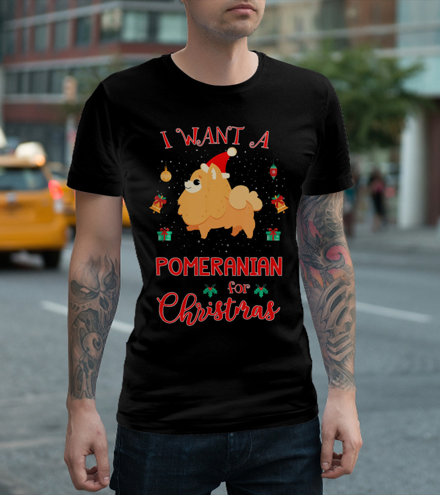 I Want A Pomeranian For Christmas T-Shirt