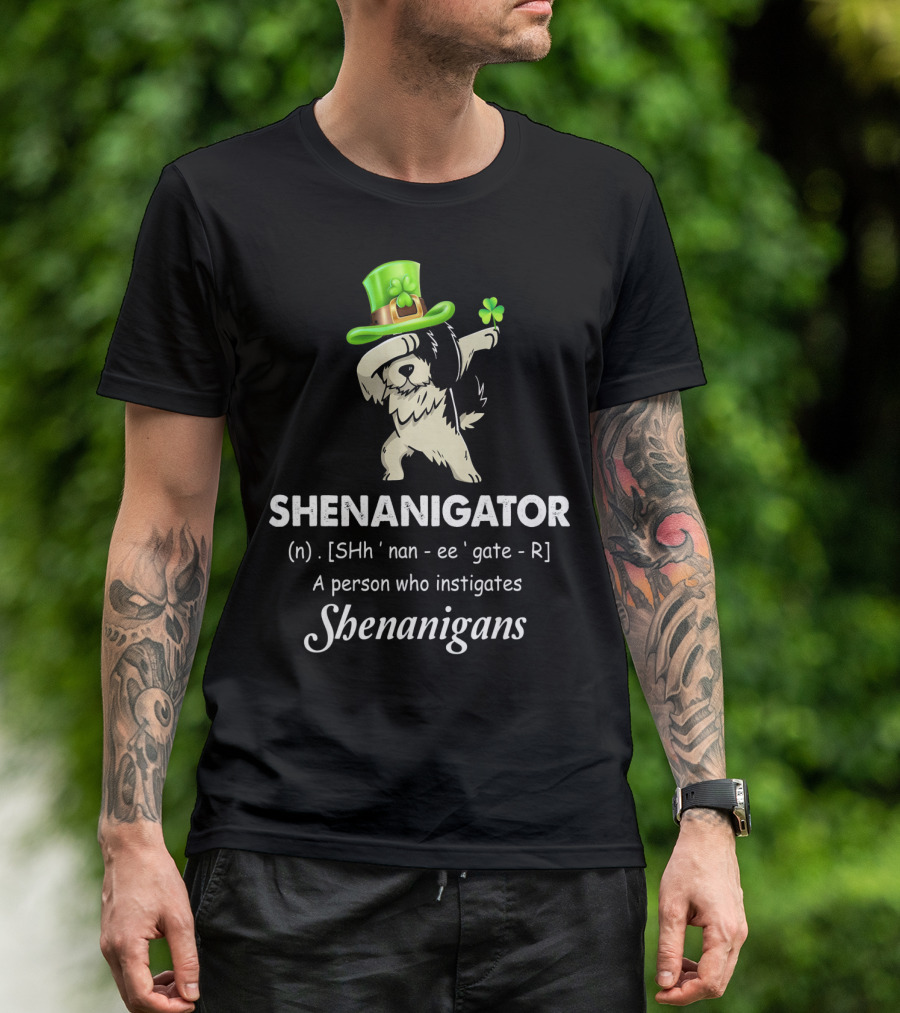 Shenanigator Dabbing Shih Tzu St. Patrick's Day Definition T-Shirt