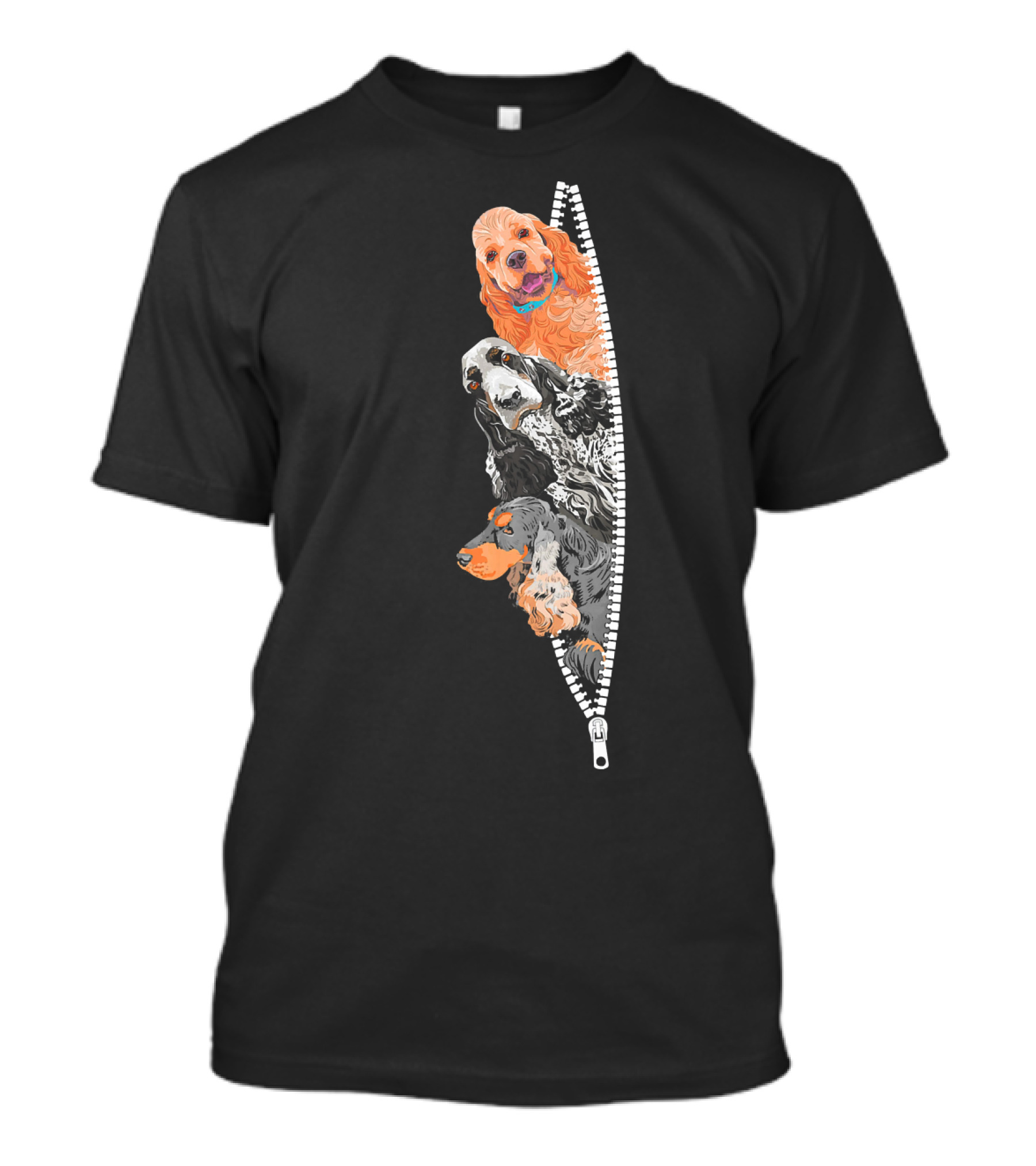 English Cocker Spaniel Dog Faces Inside Zipper T-Shirt