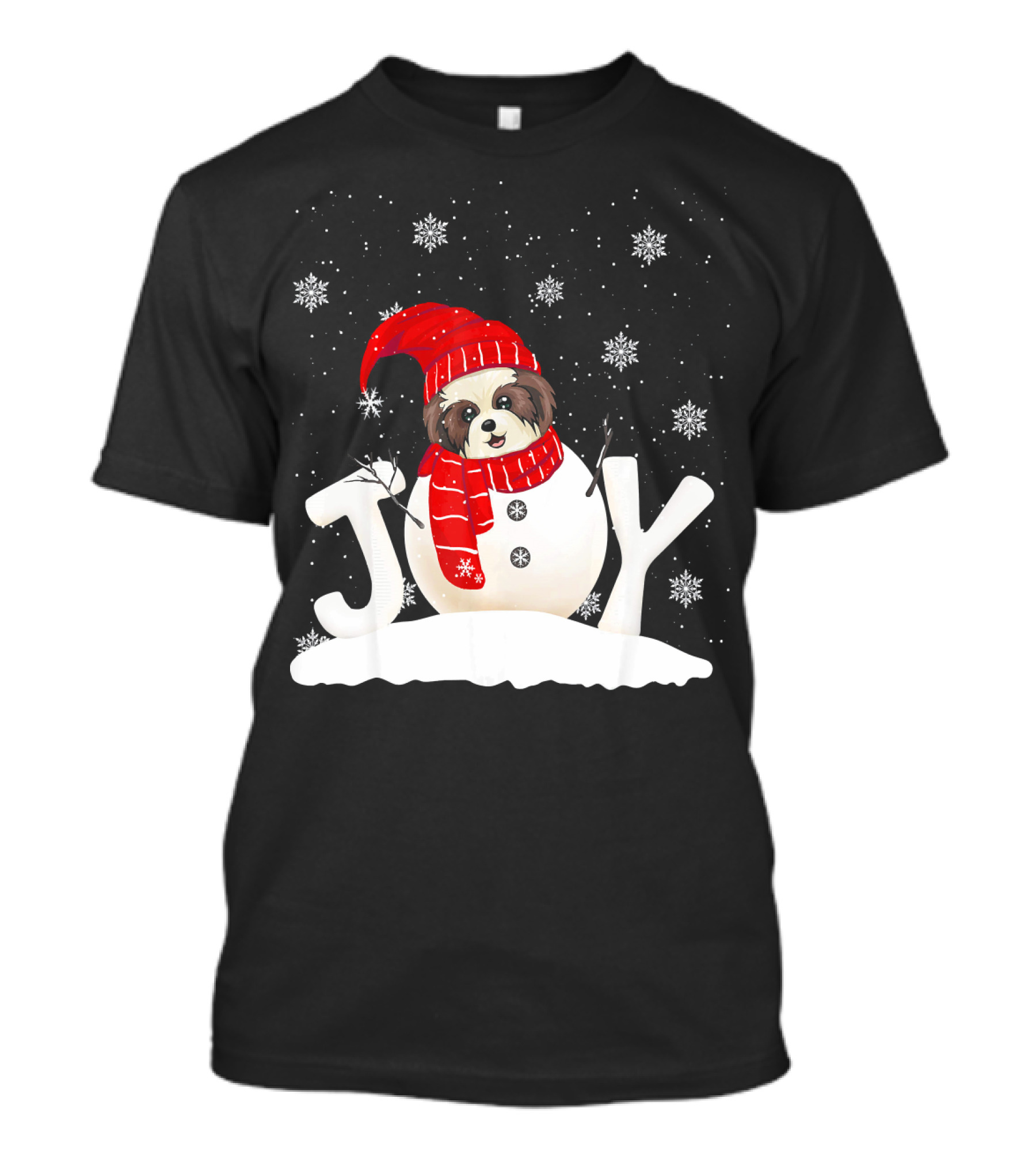 Shih Tzu Christmas Joy Snowman Funny Dog Xmas Co T-Shirt