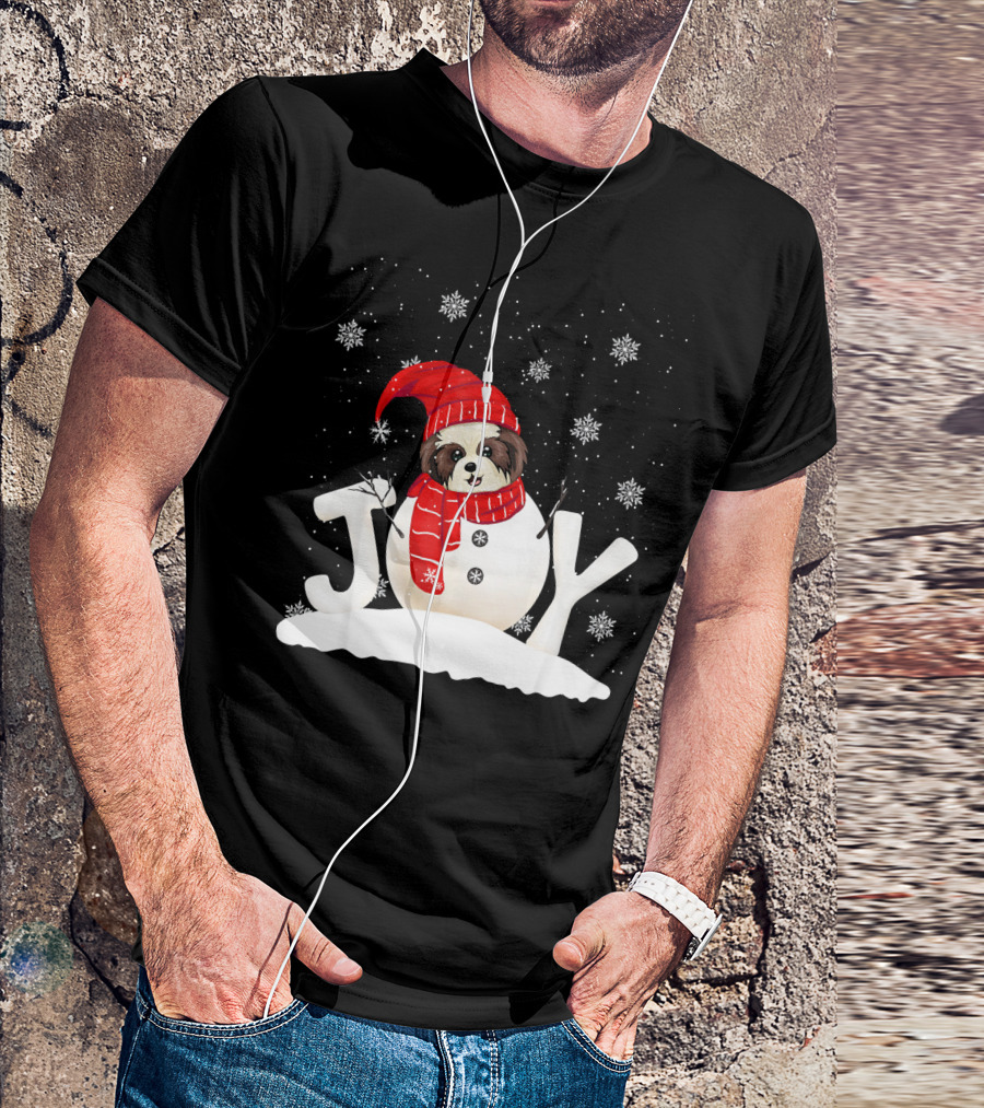 Shih Tzu Christmas Joy Snowman Funny Dog Xmas Co T-Shirt