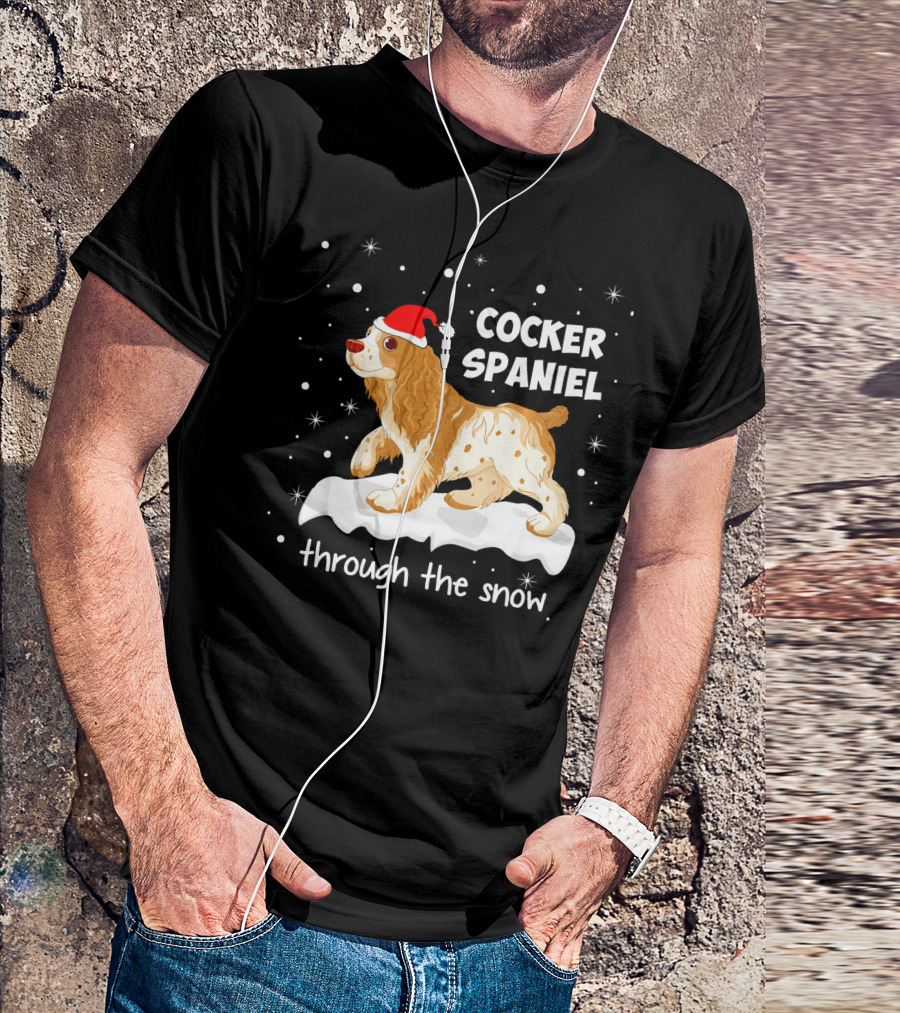 Cocker Spaniel Through The Snow Fun Xmas Idea T-Shirt
