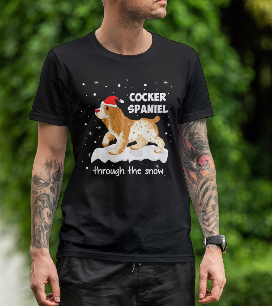 Cocker Spaniel Through The Snow Fun Xmas Idea T-Shirt