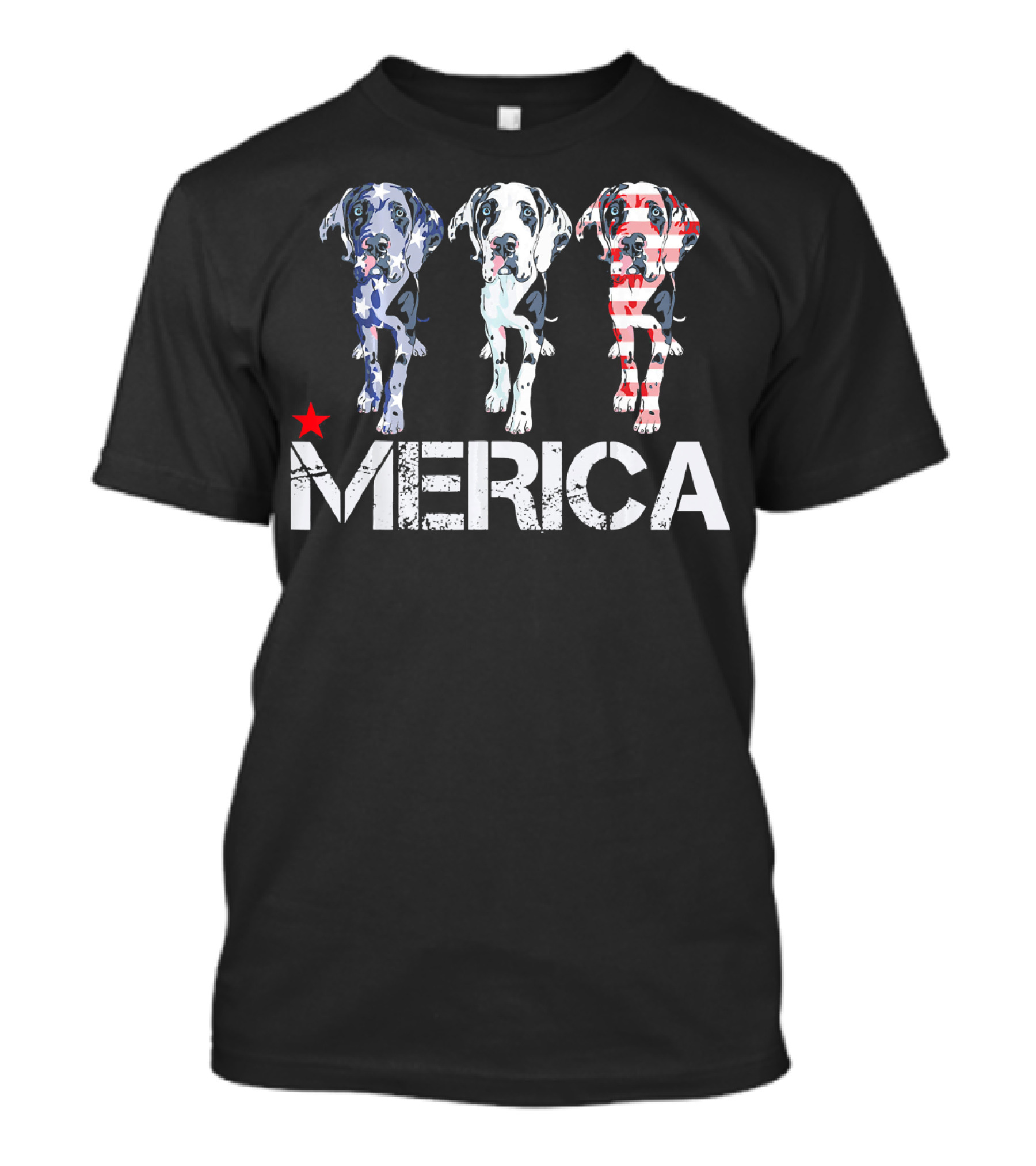Merica Great Dane USA Patriotic Flag Trio T-Shirt