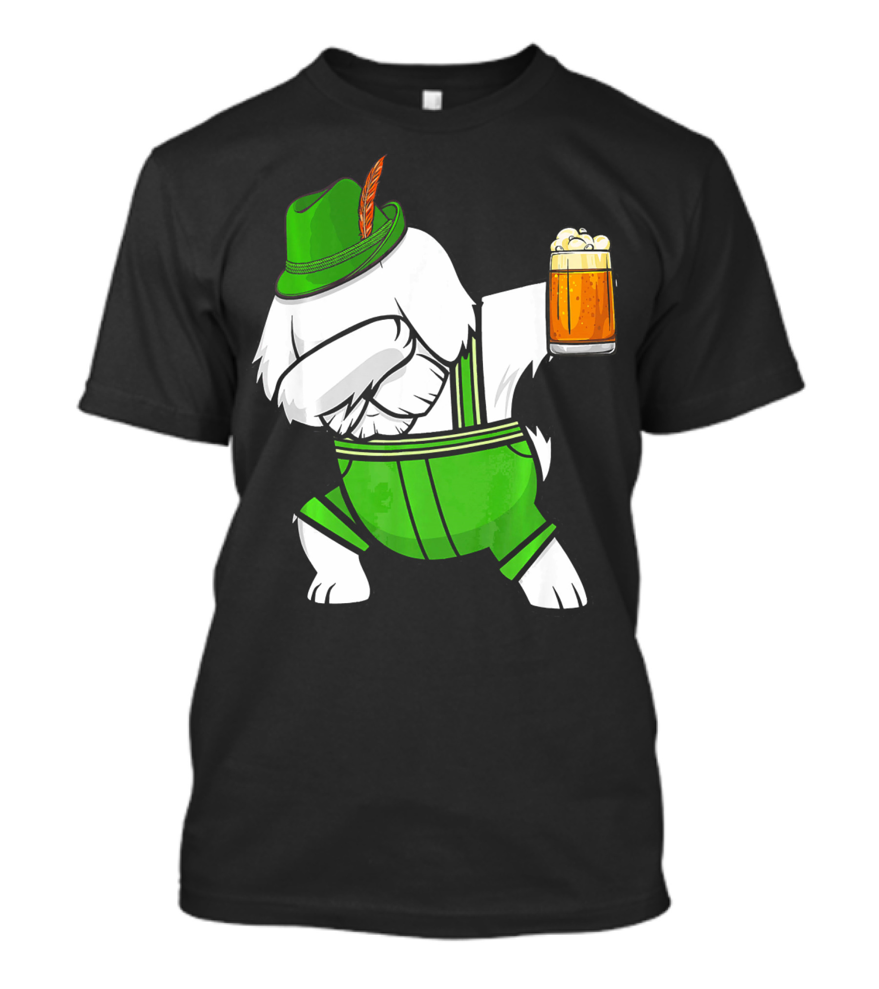 Dabbing Maltese Lederhosen Oktoberfest Beer Dog T-Shirt