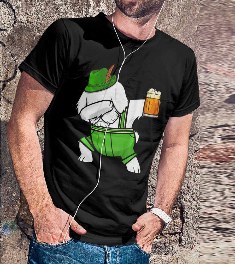 Dabbing Maltese Lederhosen Oktoberfest Beer Dog T-Shirt