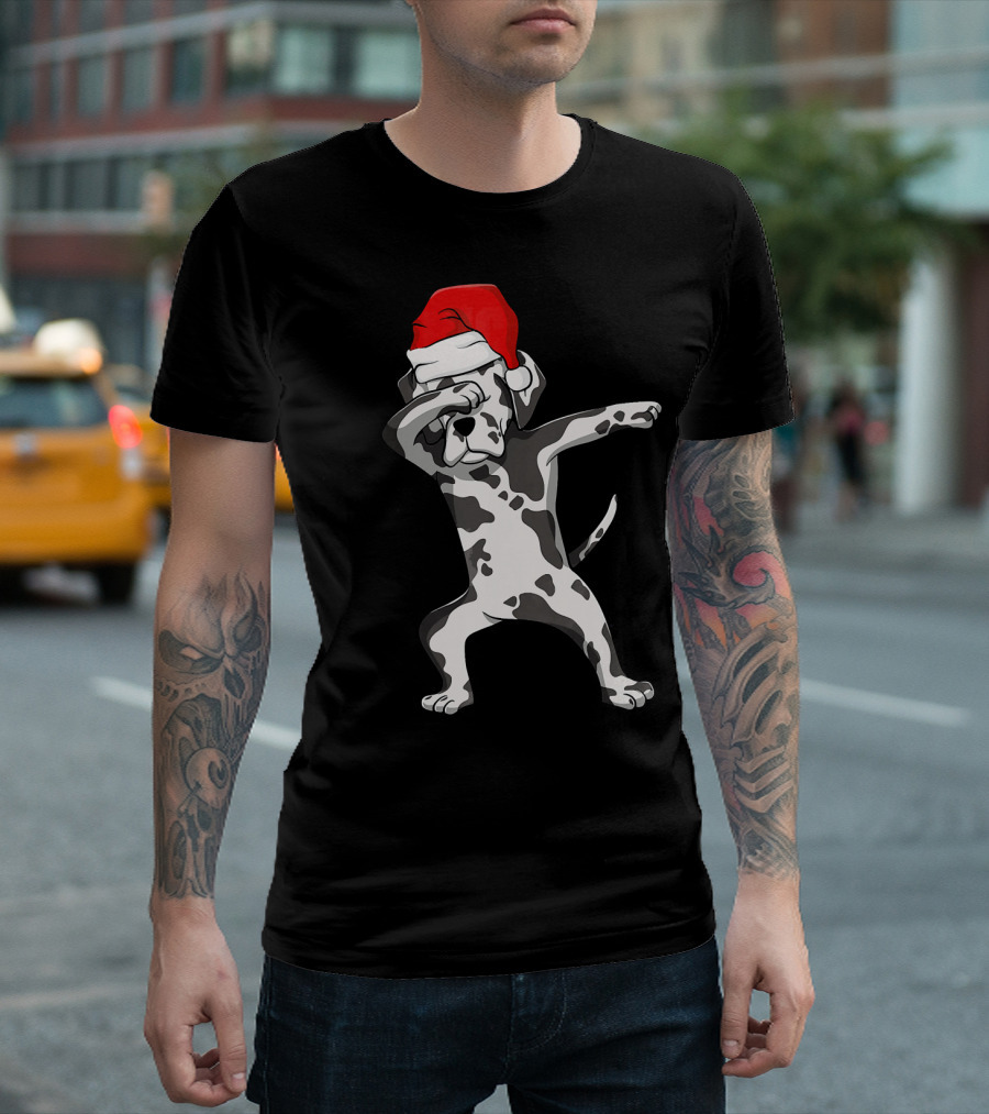Dabbing Great Dane In Santa Hat T-Shirt