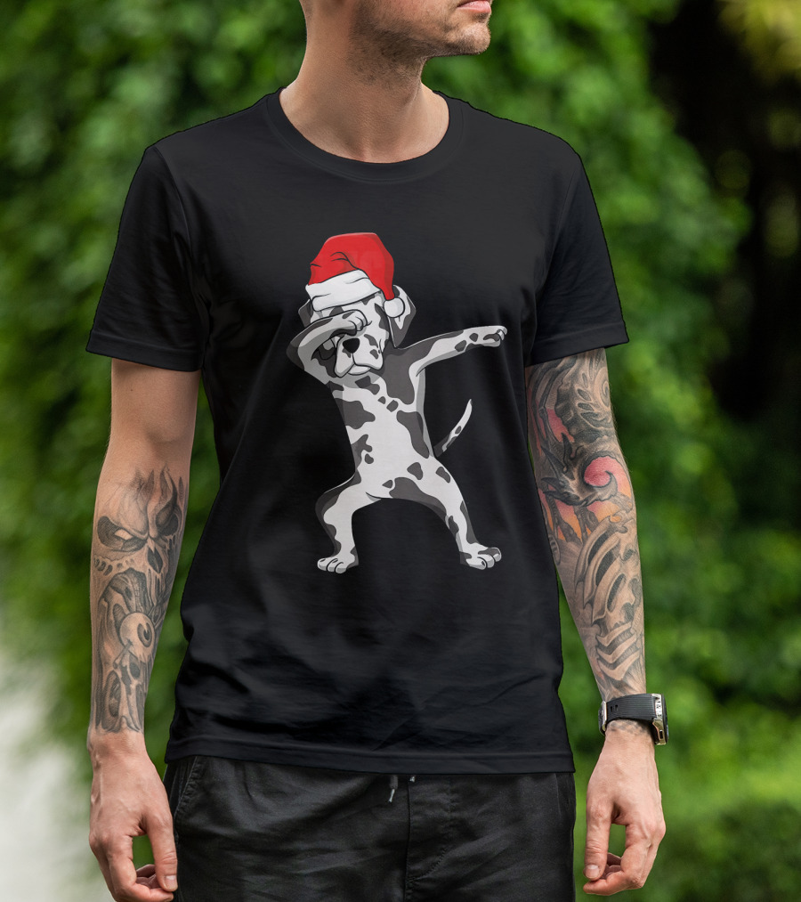 Dabbing Great Dane In Santa Hat T-Shirt