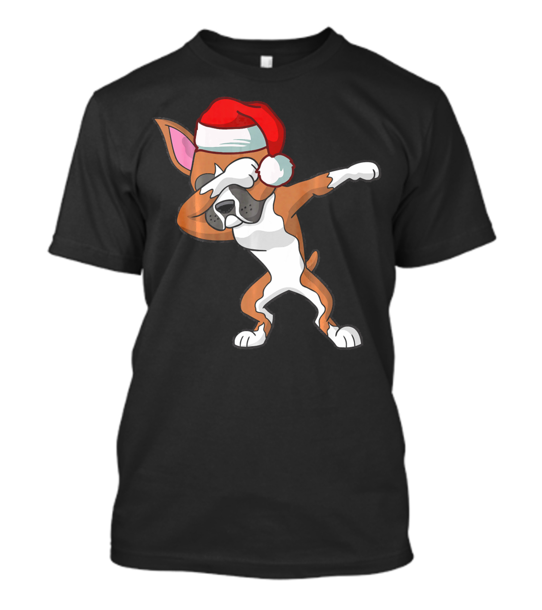 Boxer Dog Dabbing In Santa Hat Christmas T-Shirt