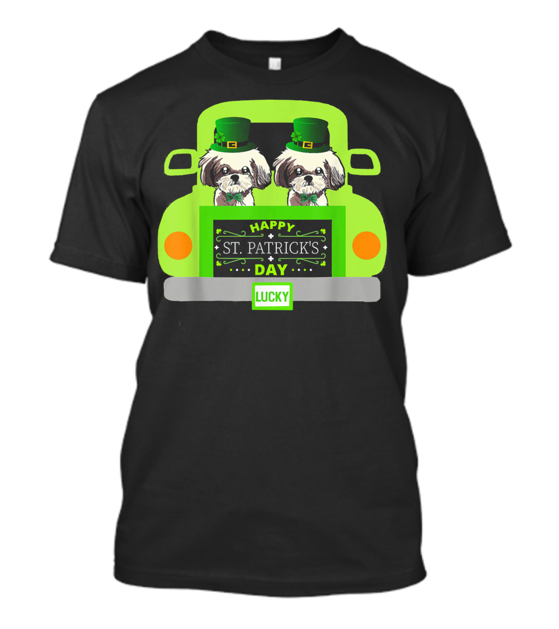 Happy St Patrick's Day Shih Tzu In Green Truck Lucky T-Shirt