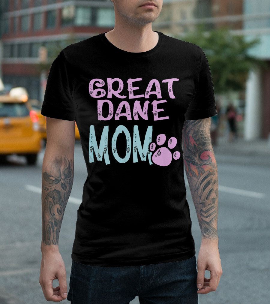 Great Dane Mom Pawprint Cute Dog Lovers Mama T-Shirt