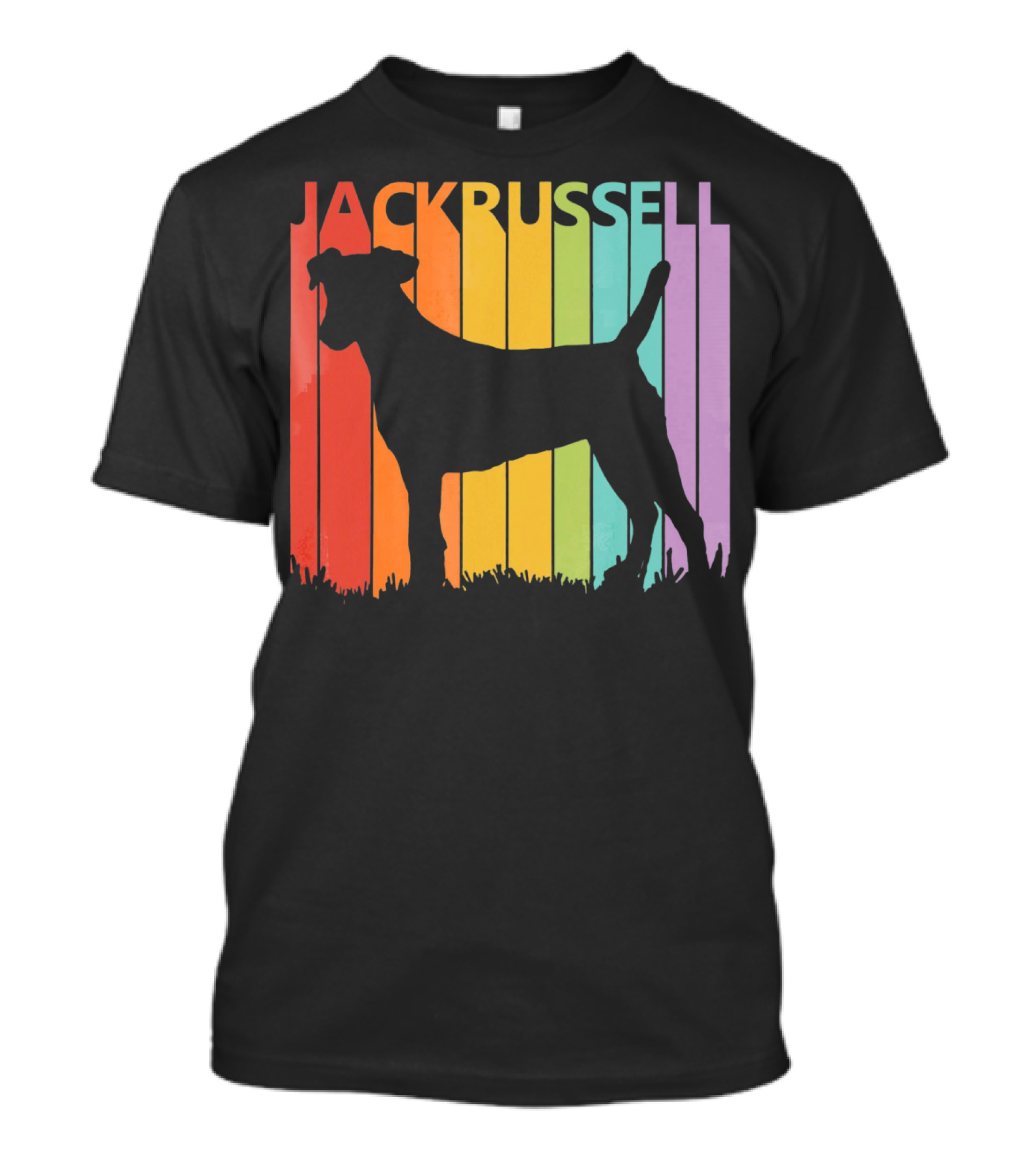 Jack Russell Terrier Silhouette Colorful Stripes T-Shirt