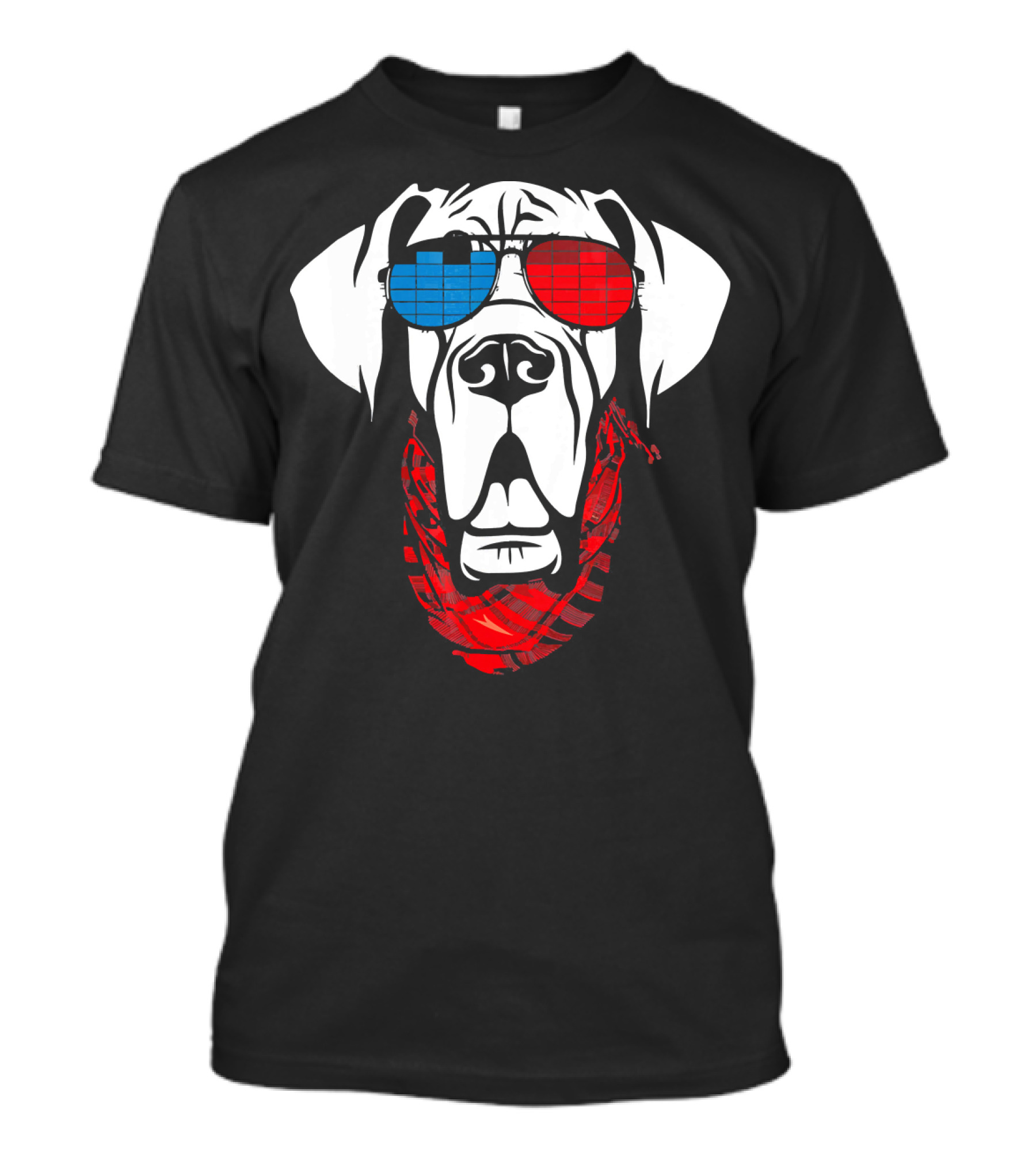 Great Dane LED Sound Activated Dog Wearing 3D Glasses With Scarf T-Shirt
