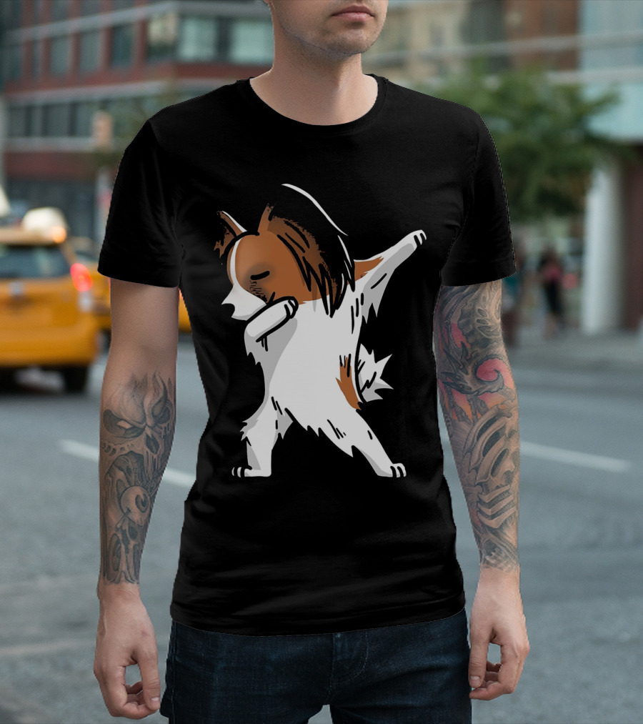 Funny Dabbing Papillon Dog Birthday Party T-Shirt