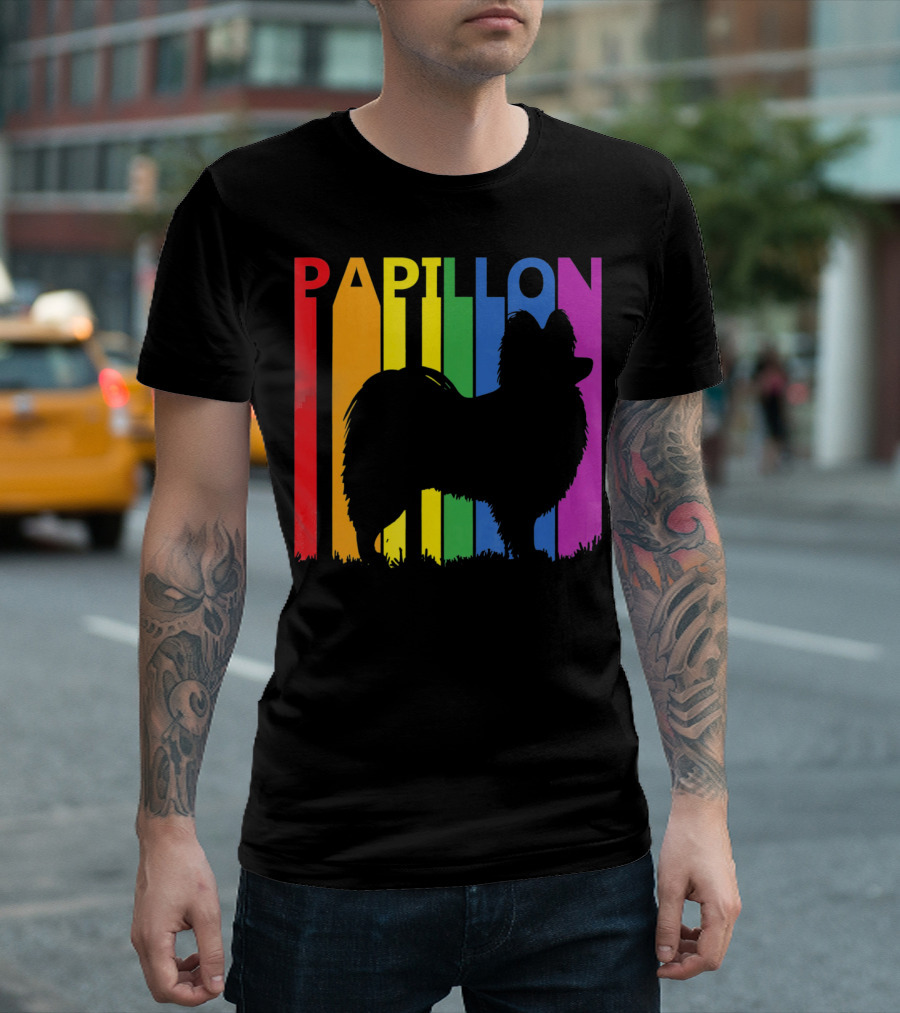 Papillon Dog Lover Rainbow T-Shirt