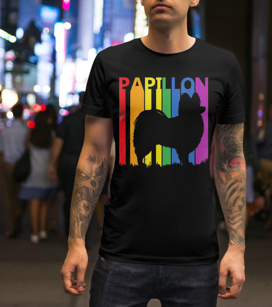 Papillon Dog Lover Rainbow T-Shirt