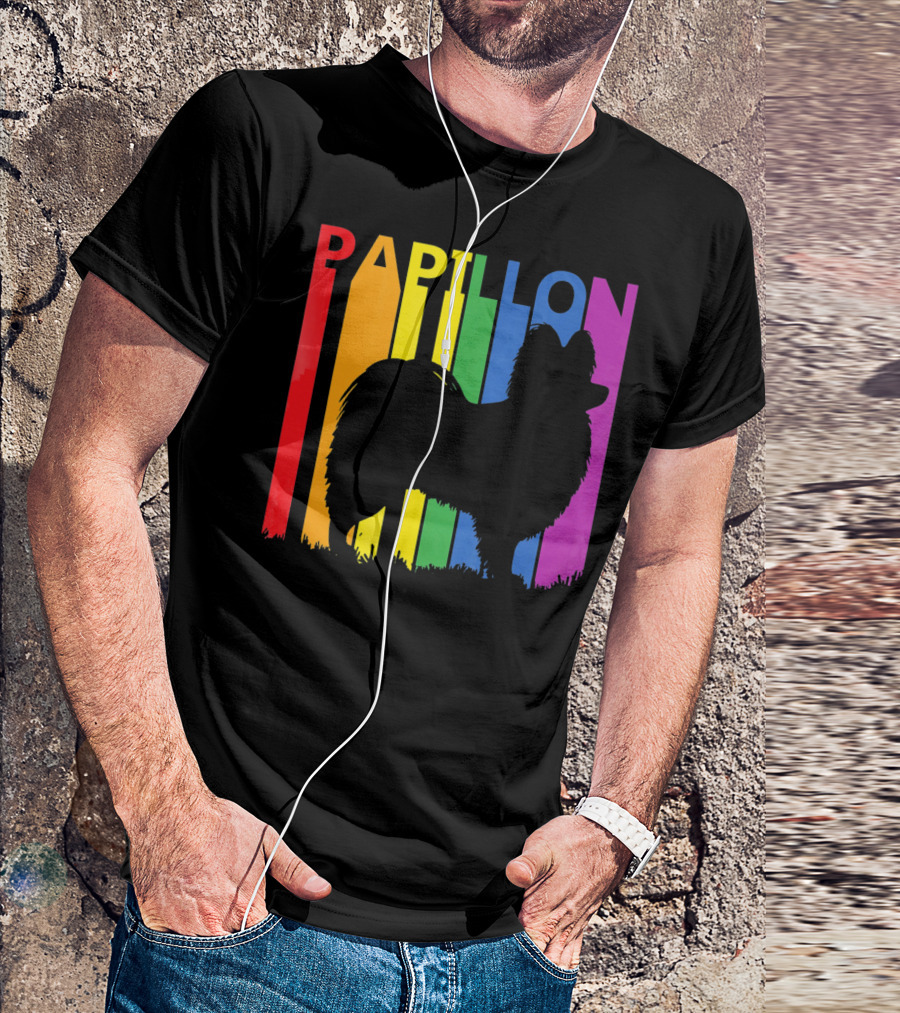 Papillon Dog Lover Rainbow T-Shirt