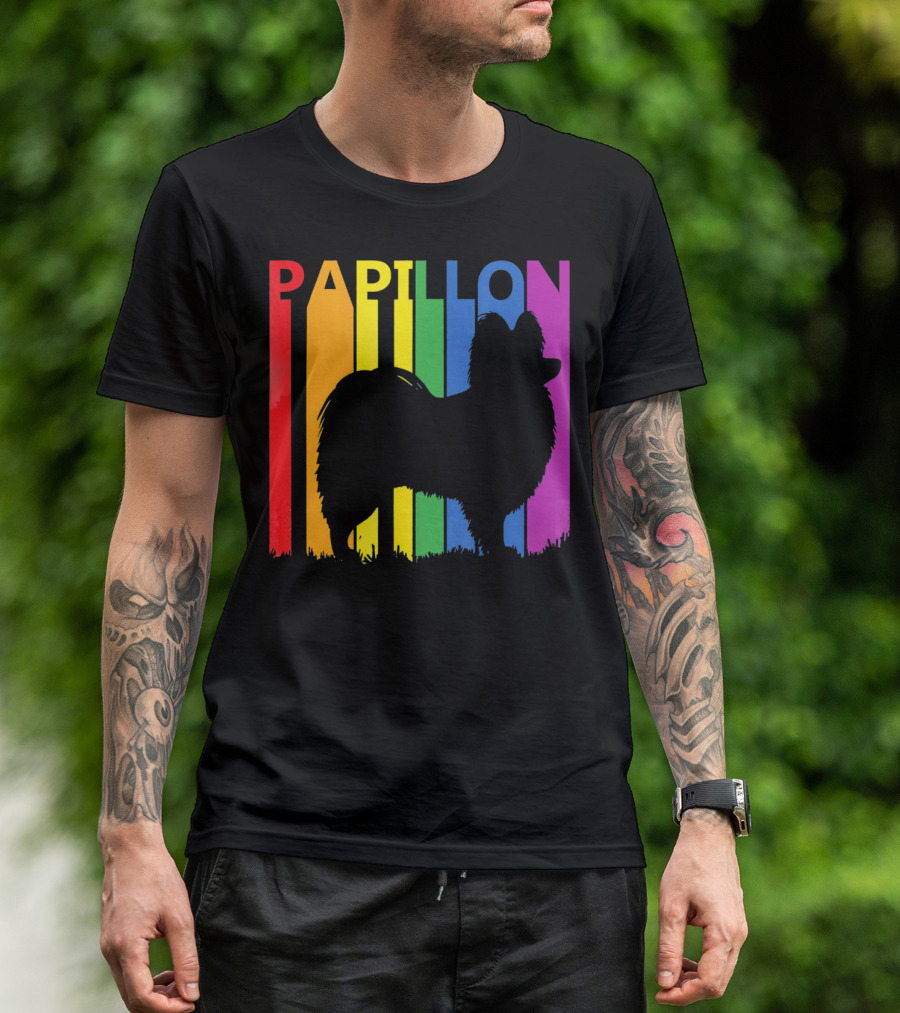 Papillon Dog Lover Rainbow T-Shirt