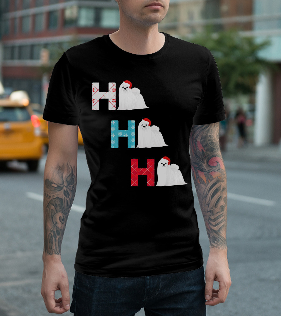 Ho Ho Ho Funny Maltese Santa Christmas T-Shirt