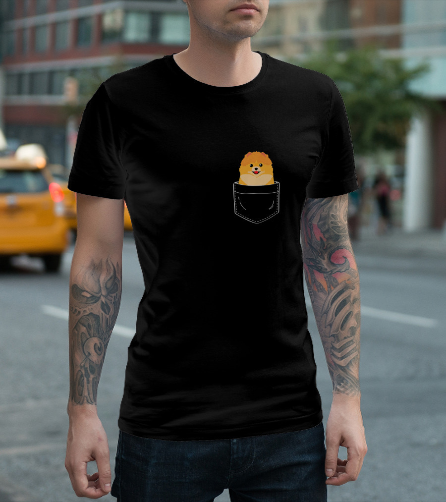 Pocket Pomeranian Puppy Peeking Out T-Shirt