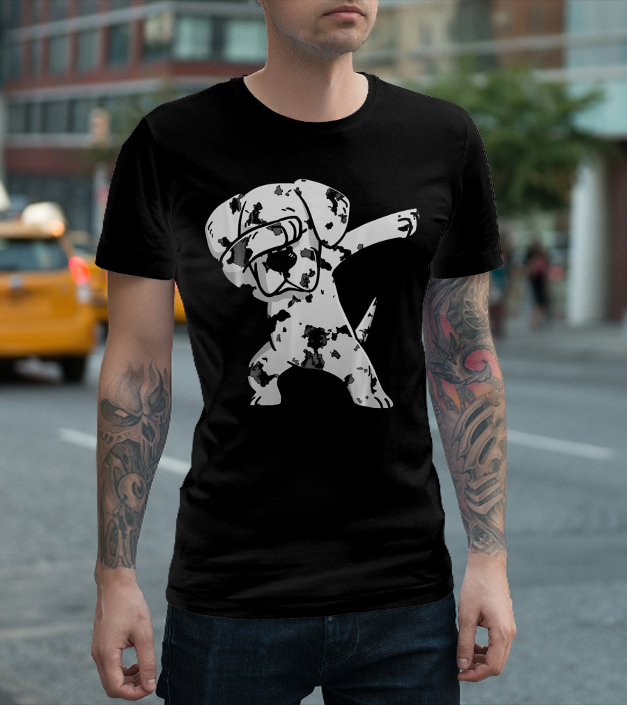 White Great Dane Dab Dance Spotted Puppy T-Shirt