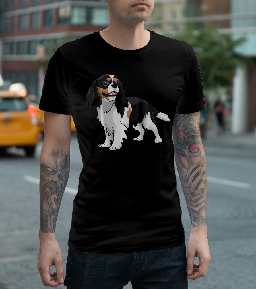 Cute Tri Color Cavalier King Charles Spaniel Dog T-Shirt