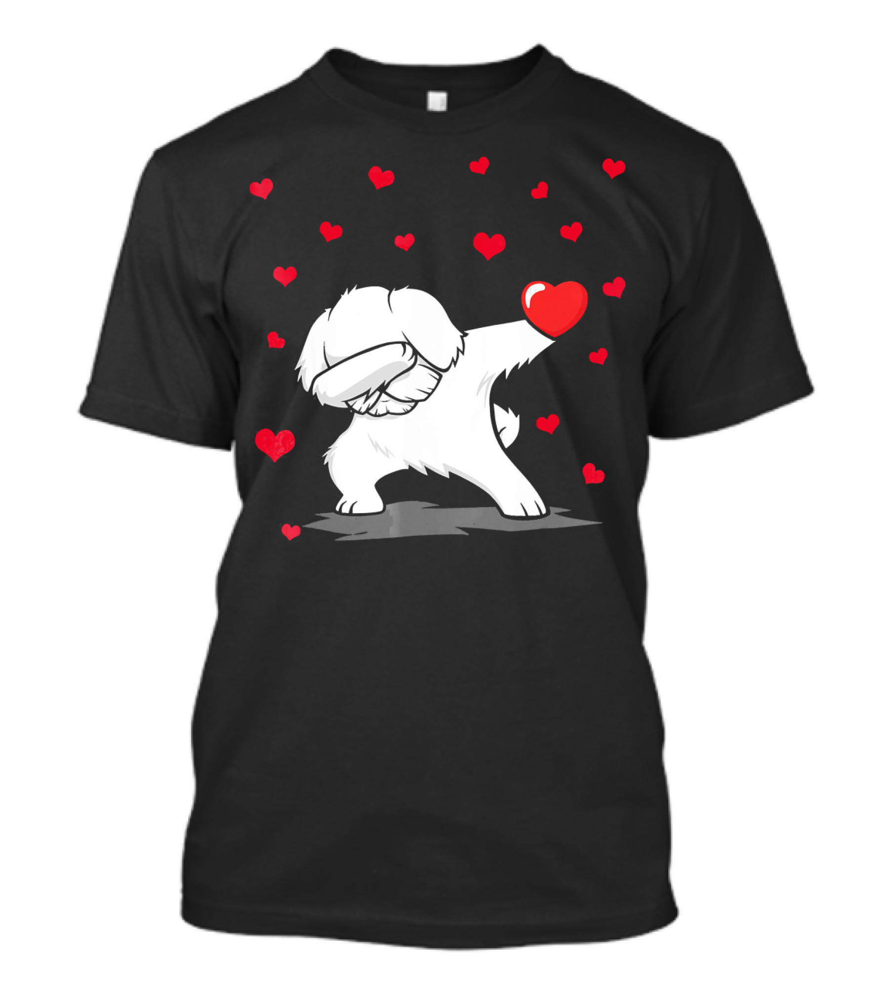 Dabbing Maltese Dog Surrounded By Hearts T-Shirt