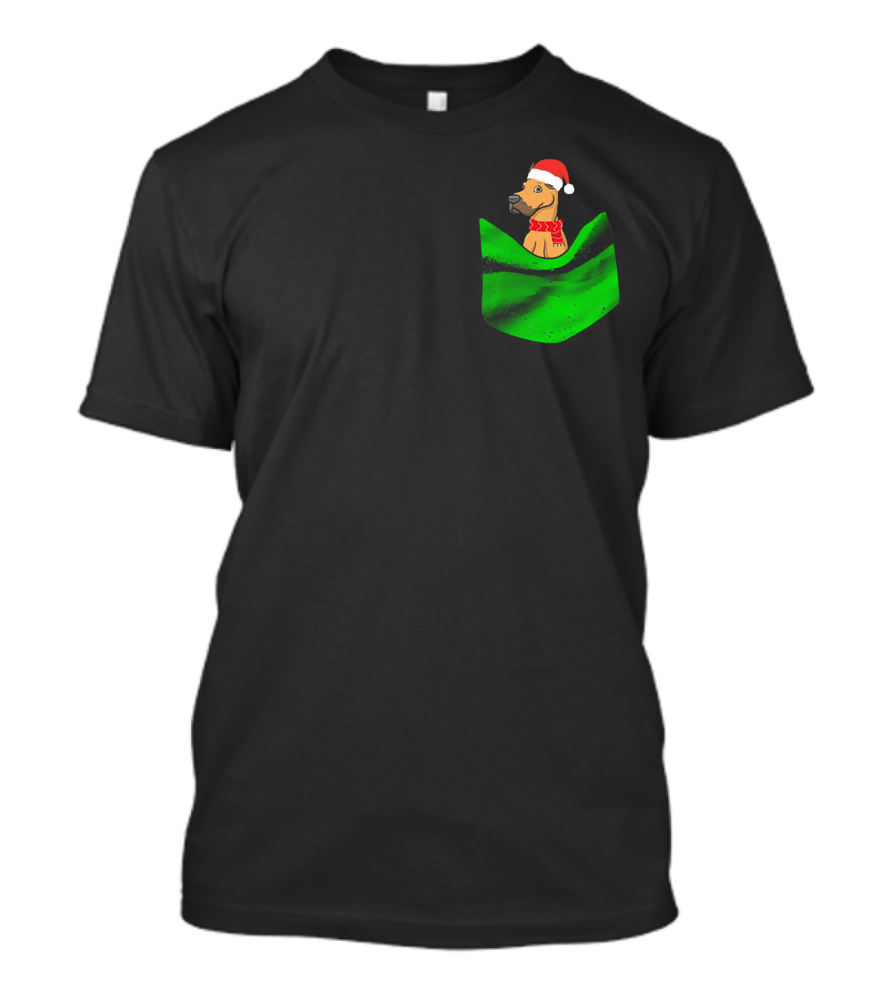 Funny Great Dane Christmas Dog In Your Pocket Wearing Santa Hat T-Shirt