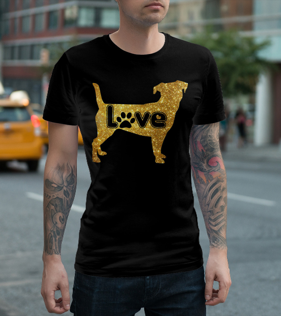 Jack Russell Terrier Love Gold Sparkle T-Shirt